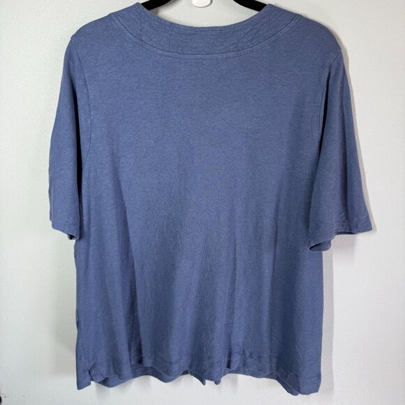 J.Jill Pure Jill Hemp Button Front Knit Top XL Blue V-Neck Lightweight Relaxed - Picture 3 of 13